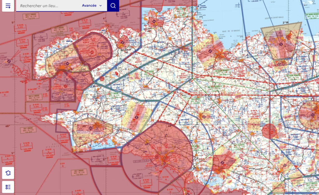 Carte zones survol drone finistere nord