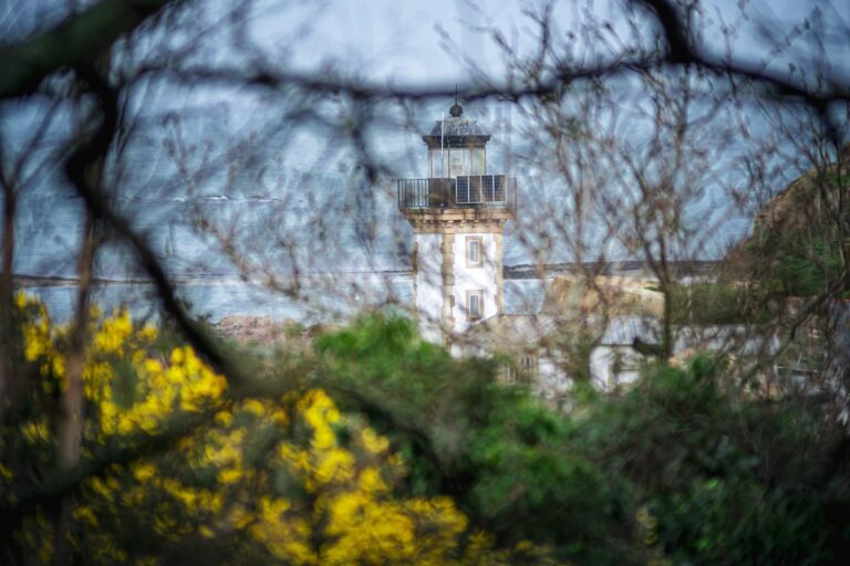 Photo numérique de Bretagne à télécharger : le phare de l'île Louët en baie de Morlaix, hiver à Carantec, Finistère
